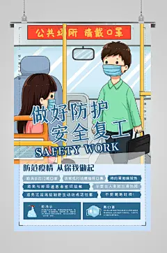 复工通知海报佩戴口罩