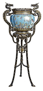 Jardinière on tripod stand, with two dragon handles Stand French, 1860–70 Flower case China, Qing dynasty 19th century Cloisonné enamel on copper