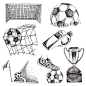矢量手绘线稿素描足球运动员世界杯海报元素 EPS设计素材 G820-淘宝网