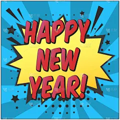 漫画,新年前夕,对话气泡框,一月,壁纸,波普风,标签,复古,问候,点染