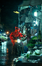 asia colors lifestyle market night people photoshop rain Street Thailand