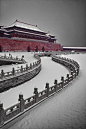 雪中紫禁城的穿越。