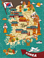 韩国旅行地标首尔塔昌德宫南山民俗村美食手绘地图矢量EPS素材187-淘宝网