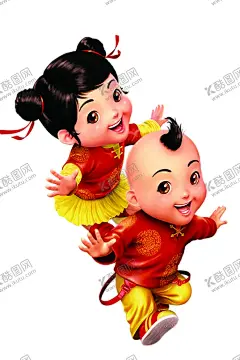 金童玉女 【酷图网】素材,卡通,设计,金童玉女,插画