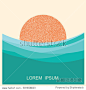 sun and sea waves illustration.Vector vintage style poster for text