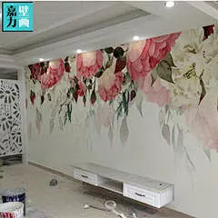 田园花卉个性创意壁纸美式乡村婚房墙纸无纺布无缝定制背景墙壁画