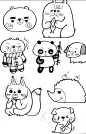 【黑白简笔画】1只笔就能搞定的可爱简笔画  #手绘作品#  作者：@桐子SYT ​ ​​​​