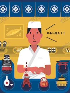 日系扁平风浮世绘手绘插画日本城 【酷图网】日系,扁平风,浮世绘,手绘,插画,日本,城市,旅游,海报,设计,矢量AI,设计素材图,