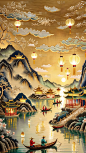 中秋节通用新中式月亮人物背景