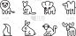 Animal Icon Set Rounded Vector