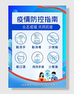 简约疫情防控海报新冠防控指南卡通背景防疫