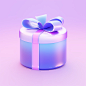 a gift 3d icon minimalism, cute shape purple blue whtie background surrealism matte