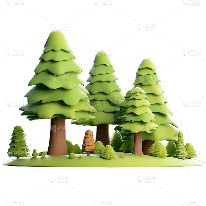 3D风格植物静态贴纸-圣诞树