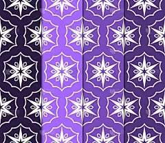 一套无缝几何图案与现代风格的装饰在颜色背景。壁纸，封面书，织物，剪贴簿。