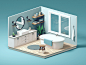 Bathroom interior design decoration bathroom home house 3d c4d animation illustration