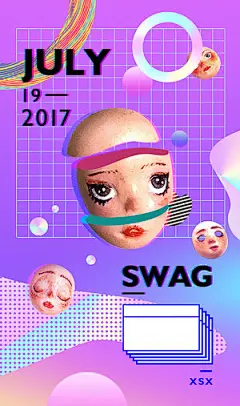 Glitch—蒸汽波海报—陶泥|平面