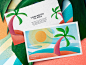 Illustrated Cards branded poster text copy label post card illustration uninhabited islands beach summer season ocean sea sun beach sky picture iconography graphic icon artwork travel magazine illustration design
