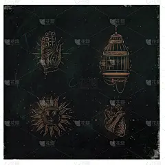 秘密,巫术,标志,绿色,鸟笼,飘然,降神会,复古