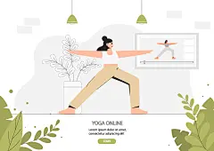 扁平风瑜伽运动插画