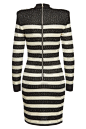 Balmain - Mini Dress with Sequins : In black and white stripes with embossed silver-tone buttons on the side, this mini dress is a party-ready pick from Balmain. Showered in shimmering sequins and styled with long sleeves that temper the mini length, it's