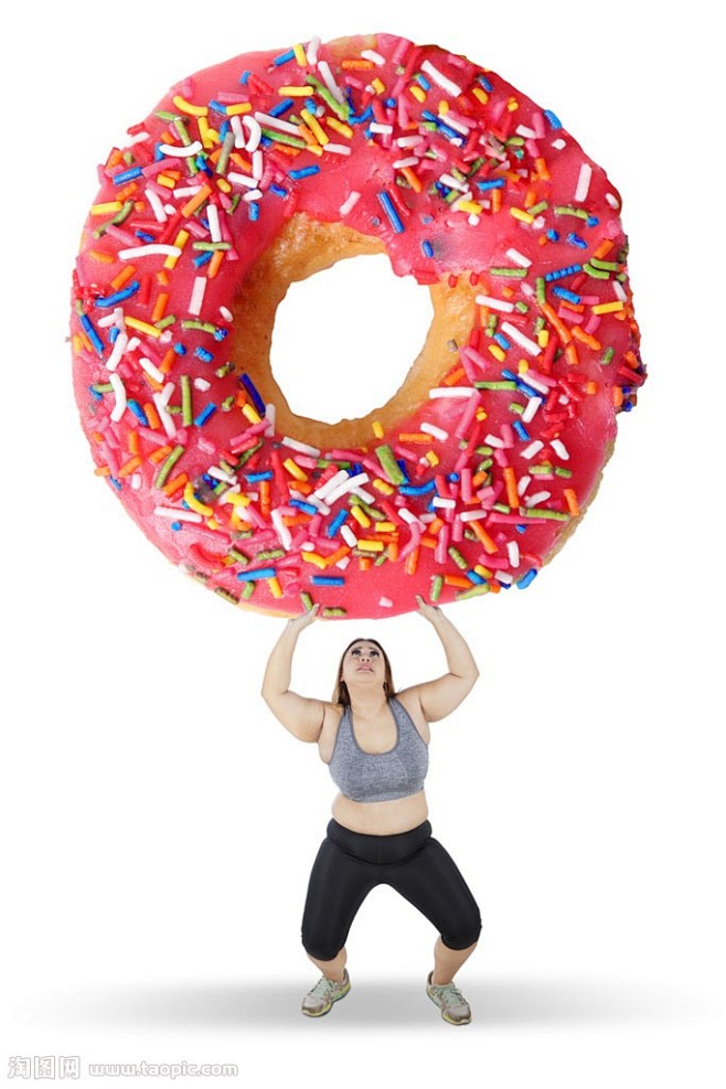 举甜甜圈的胖子图片