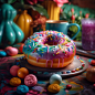 Donut with colorful space icing