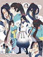 #阴阳师同人# #阿离×贺茂义心# 看到阴阳师反應很可愛，所以每次外出(約會?)都調戲一下～♡(๑´ڡ`๑) ​
