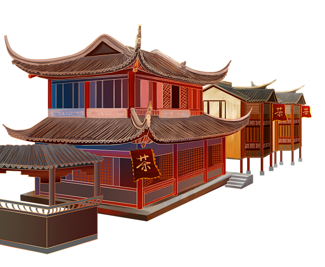 千库网_中国风古风建筑茶楼_元素编号13...