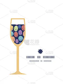 矢量搞笑脸酒杯剪影图案框架