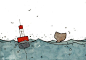 Whale and Buoy watercolor print 5x7