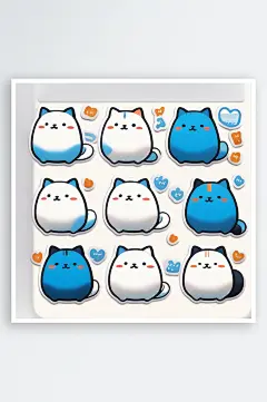 数字艺术卡通猫贴纸卡通表情包-众图网