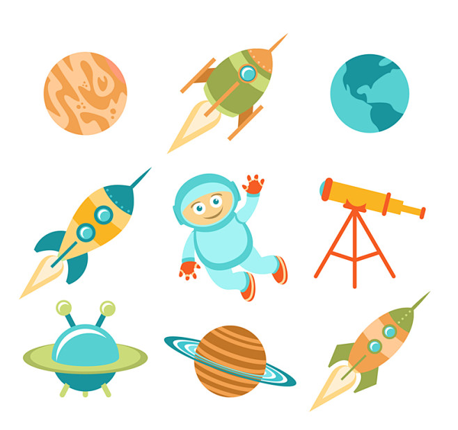 9款宇宙探索元素矢量素材#太空##宇航员...