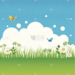 夏天,草,背景,天空,贺卡,新的,古典式,卡通,仅一朵花,现代