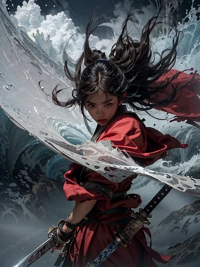 sd系列｜武侠｜练剑少女-以剑驭水｜国风插画-花瓣网