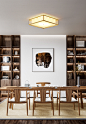 希尔顿全铜美式吸顶灯卧室客厅玻璃大气家用现代简约中式方形灯具-tmall.com天猫