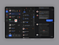 Messenger App界面网格深色Messenger Fintech最小交互应用程序