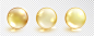 Free vector gold oil bubble set isolated on transparent.