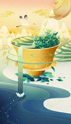 国潮/茶叶插画插画设计_一颗小白菜。设计作品--致设计