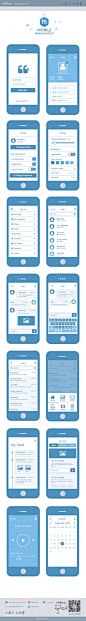 #iconfans精品资源分享# 【Mobile Wireframe Kit PSD】高端大气元素齐全的手机线框图模型，若是每个PM画的原型都有这么好看该多好~作者：Arun 猛戳下载→http://t.cn/8F54DKG