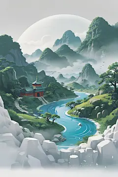 AI水墨插画