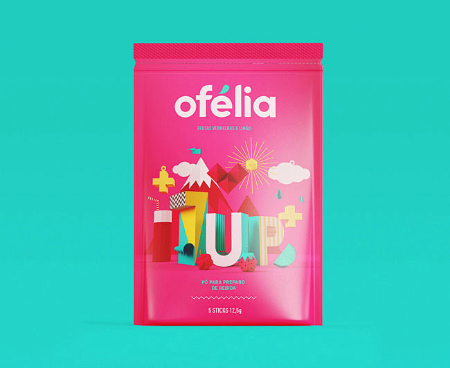 色彩鲜明的Ofelia果珍饮料创意包装设...
