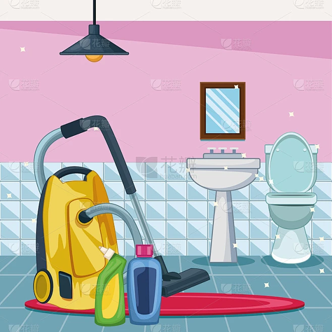 housekeeping cleaning cartoon素材-花瓣网