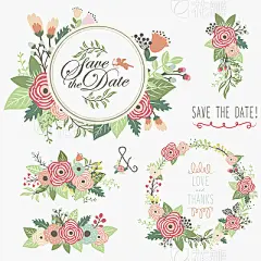 Floral Bouquet Wreath Frame Elements