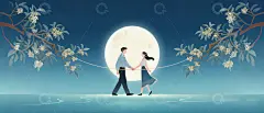 情侣人物场景插画横高清模板免费下载-趣麦麦图