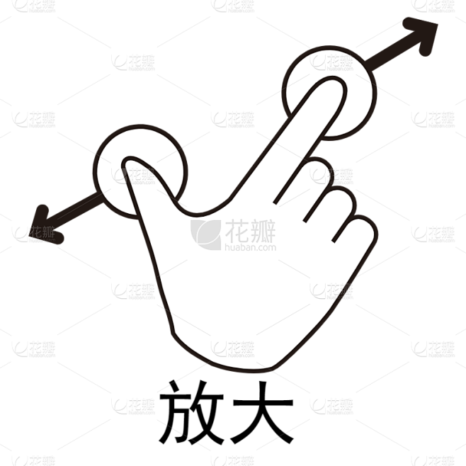放大几何操作手势图标