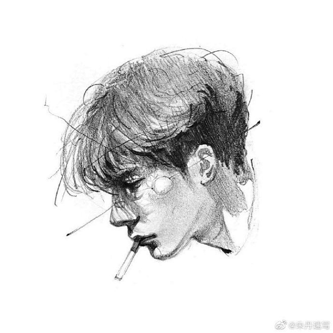 自由飘逸的人物头像速写速涂78出自作者kimbeomsoo