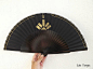 Black Gold Hand Fan Art Deco Bling 27cm Gatsby Style Colors Hand Painted by Kate Dengra Spain