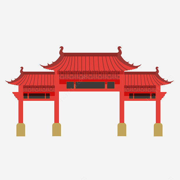 一座手绘的红色门牌矢量图高清素材 气派 ...