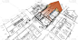 现代房屋建筑草图3D插图