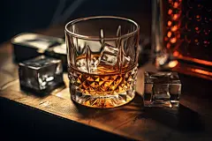 生命之水玻璃杯酒精酒瓶威士忌图片摄影图